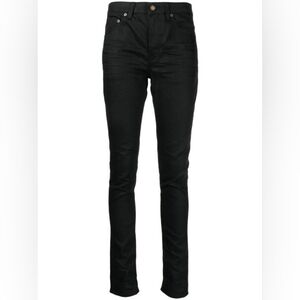 Saint Laurent Paris Luxury Black Rigid Raw Hem Cut Jeans 26